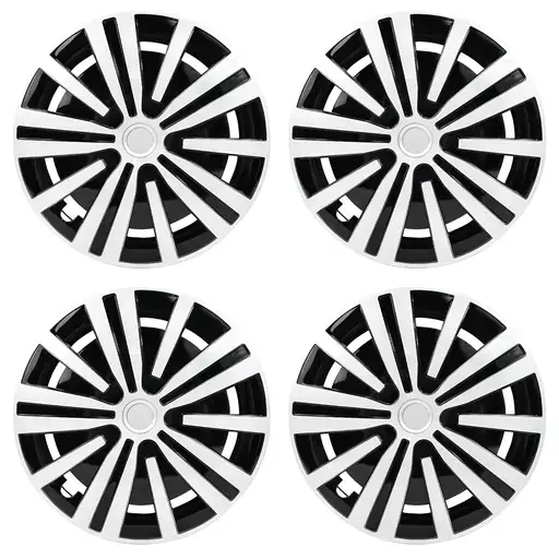 16 inch Wheel Covers Full Rim Snap On Hub Caps For R16 Tire & Steel Wheels Set of 4 Black And Silver BG Style Deal